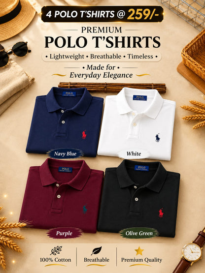 ABD Business Casual Men's Polo T-Shirts (Pack of 4)