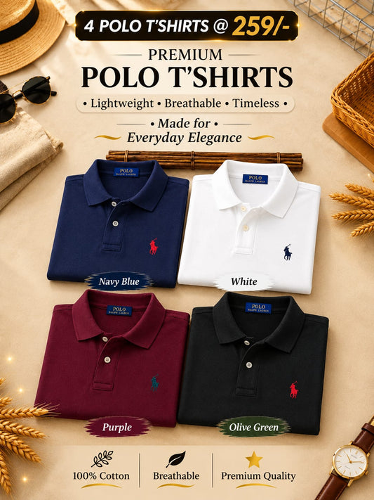 ABD Business Casual Men's Polo T-Shirts (Pack of 4)